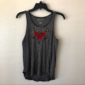 American Eagle Striped Floral Tank Top Size XSmall